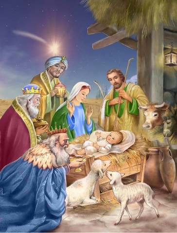 Christmas Nativity with Wise Men Flag Canvas House Size