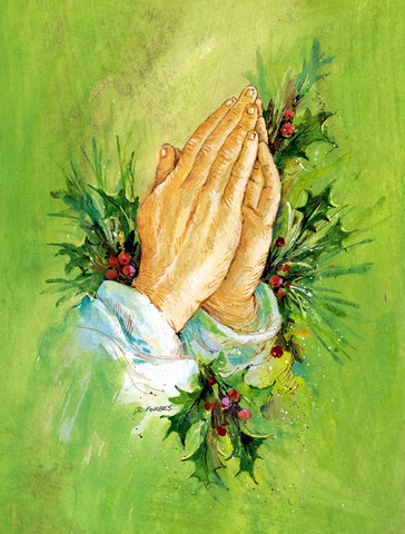 Praying Hangs with Holly Leaves Flag Canvas House Size