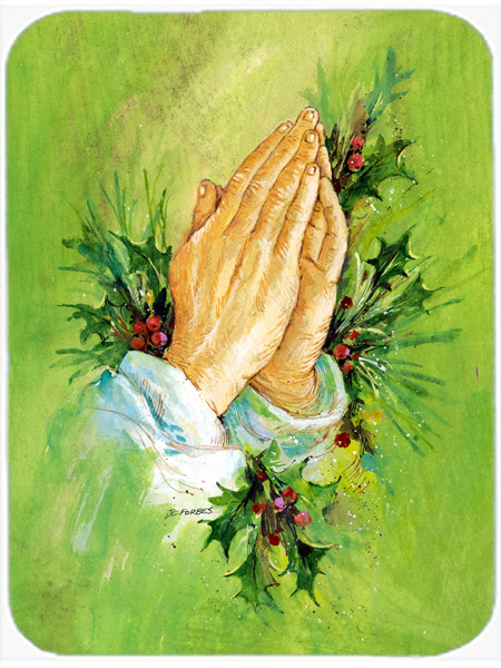 Picture of Carolines Treasures AAH5985LCB Praying Hangs with Holly Leaves Glass Large Cutting Board