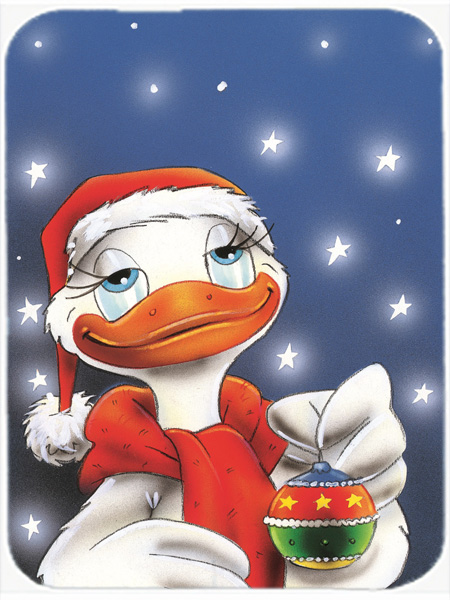 Picture of Carolines Treasures AAH7196LCB Duck with Christmas Ornament Glass Large Cutting Board