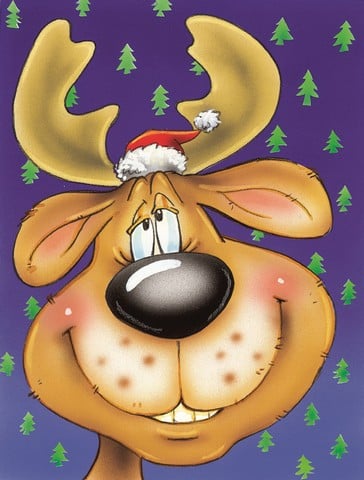 Comic Reindeer Flag Canvas House Size