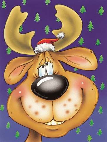 Comic Reindeer Flag Garden Size