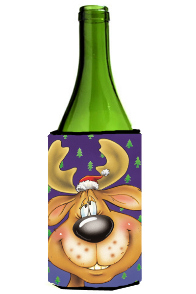Picture of Carolines Treasures AAH7198LITERK Comic Reindeer Wine Bottle Can cooler Hugger