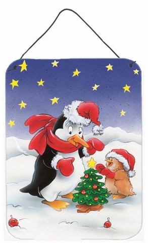 Penguin & Robin with Christmas Tree Wall or Door Hanging Prints