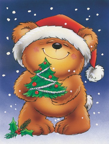 Teddy Bear & Christmas Tree Flag Canvas House Size
