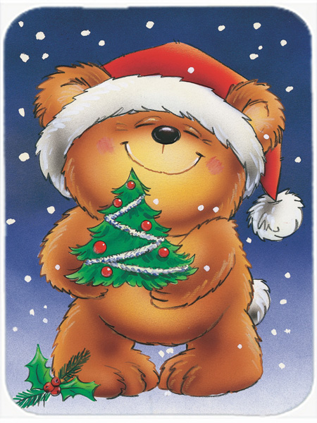 Picture of Carolines Treasures AAH7208LCB Teddy Bear & Christmas Tree Glass Large Cutting Board