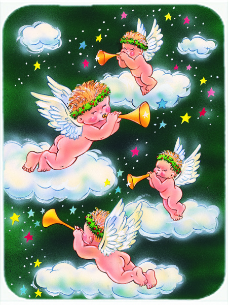 Picture of Carolines Treasures AAH7253LCB Angels on Green Glass Large Cutting Board