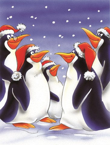 Holiday Penguins Flag Garden Size