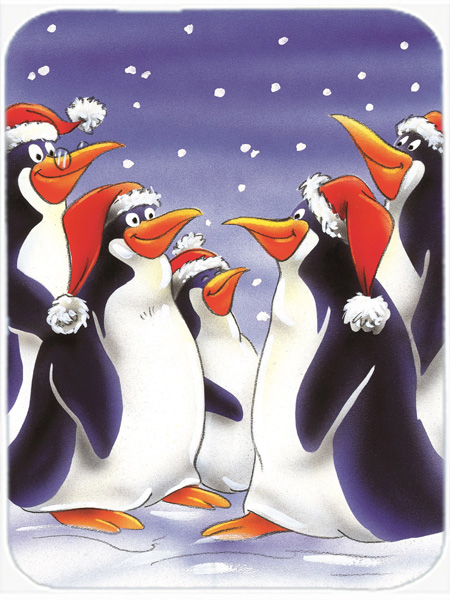 Picture of Carolines Treasures AAH7264LCB Holiday Penguins Glass Large Cutting Board