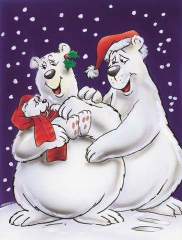Holiday Polar Bears Flag Canvas House Size