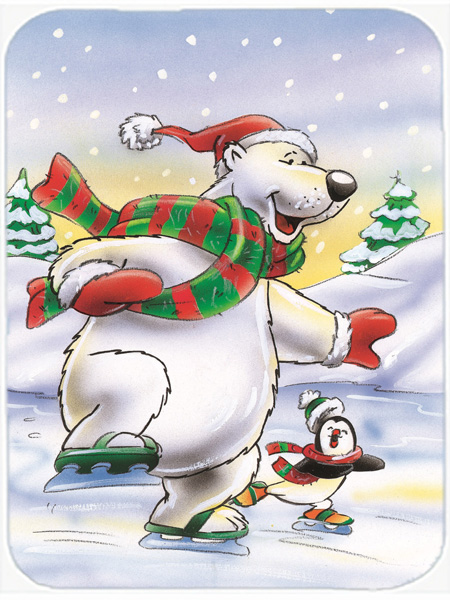 Picture of Carolines Treasures AAH7270LCB Holiday Polar Bears Ice Skating Glass Large Cutting Board