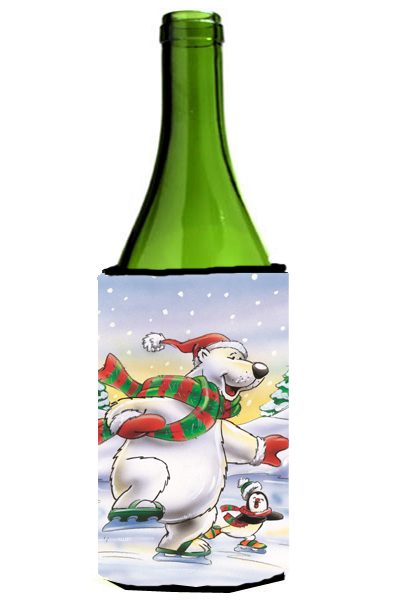 Picture of Carolines Treasures AAH7270LITERK Holiday Polar Bears Ice Skating Wine Bottle Can cooler Hugger