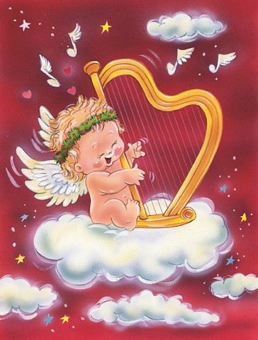 Angels with Harp Valentines Flag Garden Size