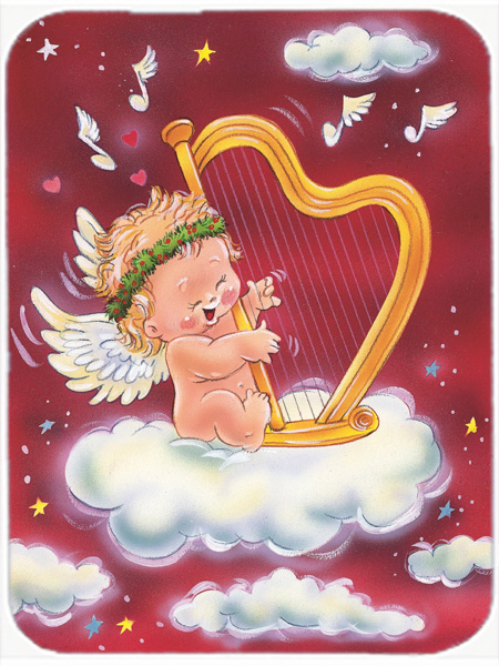 Angels with Harp Valentines Mouse Pad, Hot Pad or Trivet
