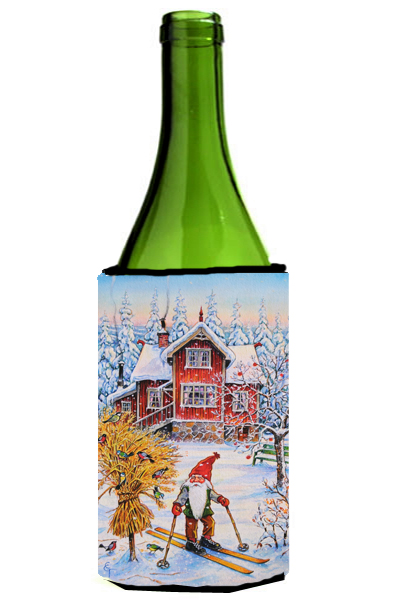 Picture of Carolines Treasures ACG0034LITERK Christmas Gnome Skiing Wine Bottle Can cooler Hugger