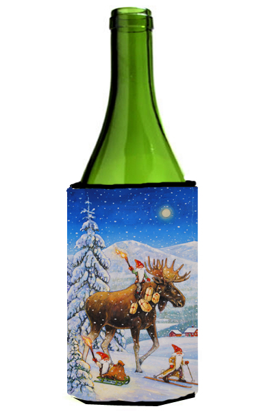 Picture of Carolines Treasures ACG0102LITERK Christmas Gnome Riding Reindeer Wine Bottle Can cooler Hugger