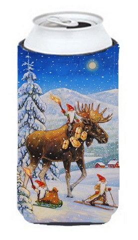 Christmas Gnome Riding Reindeer Tall Boy Can cooler Hugger