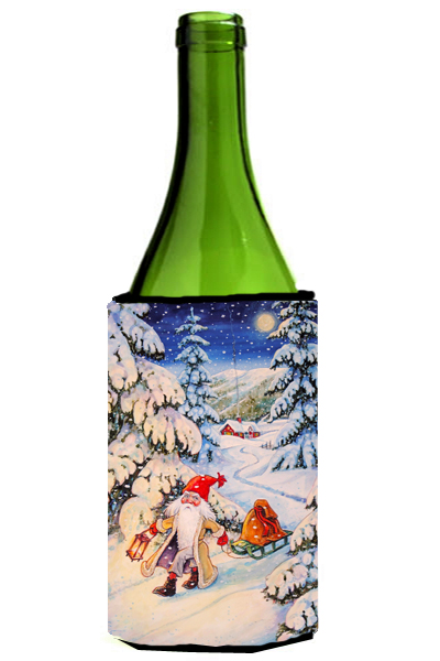 Picture of Carolines Treasures ACG0144LITERK Christmas Gnome Pulling a Sled Wine Bottle Can cooler Hugger