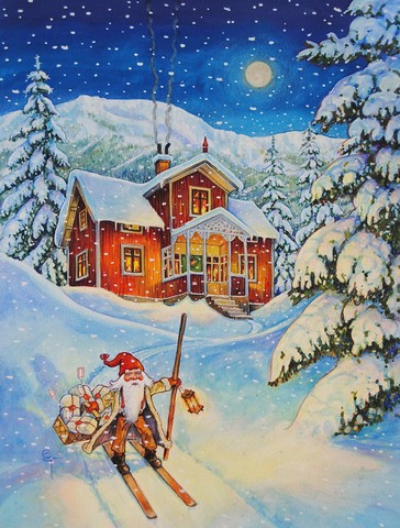 Christmas Gnome Headed Out Flag Canvas House Size