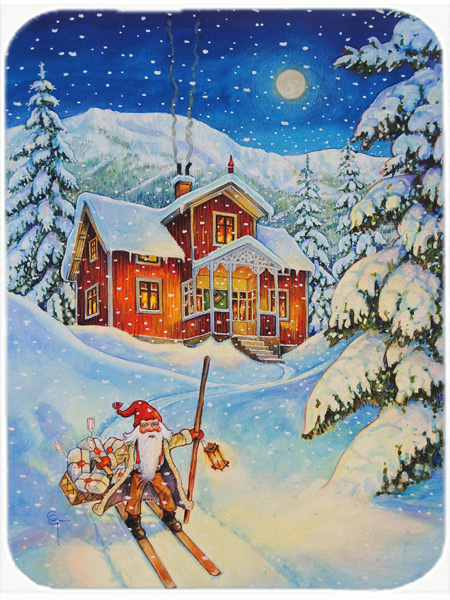 Picture of Carolines Treasures ACG0147LCB Christmas Gnome Headed Out Glass Large Cutting Board