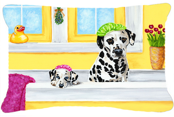 Bath Day Dalmatian Fabric Decorative Pillow