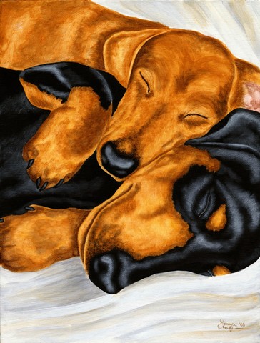 Dachshund Snuggles Flag Garden Size