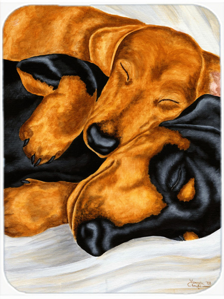 Picture of Carolines Treasures AMB1110LCB Dachshund Snuggles Glass Large Cutting Board