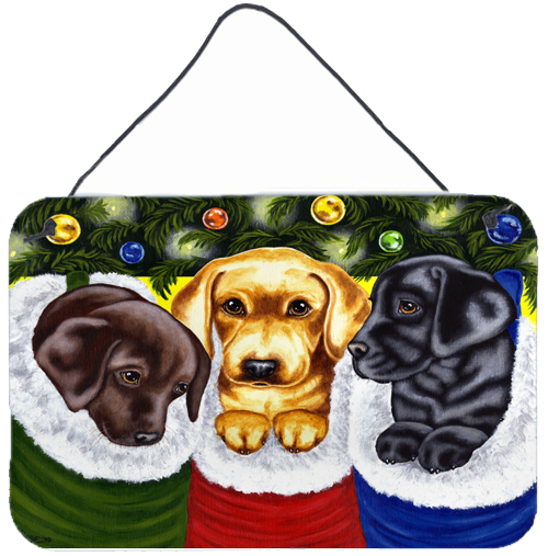 Christmas Stocking Surprise Labrador Wall or Door Hanging Prints