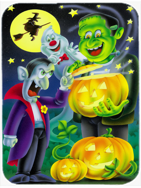 Picture of Carolines Treasures APH0935LCB Halloween with Dracula & Frankenstein Glass Large Cutting Board