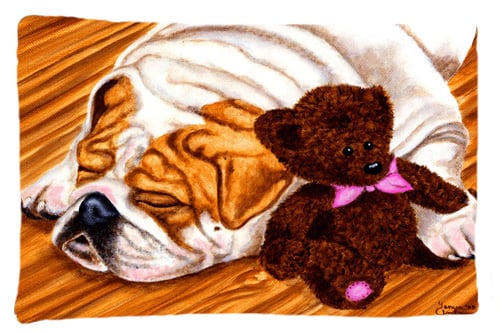 English Bulldog & Teddy Bear Fabric Standard Pillowcase