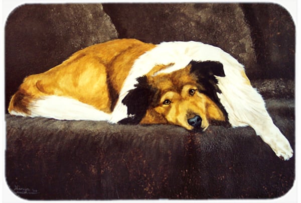 Picture of Carolines Treasures AMB1031LCB Collie by Tanya & Craig Amberson Glass Large Cutting Board