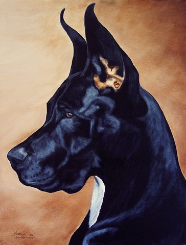 Black Great Dane Flag Canvas House Size