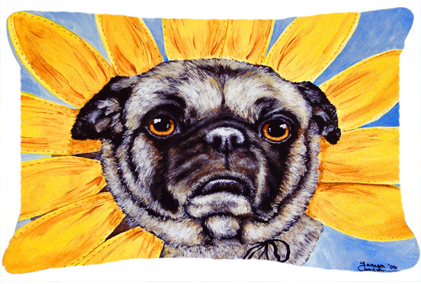 Sunflower Pug Fabric Decorative Pillow