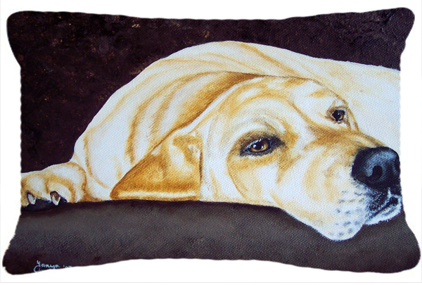 Naptime Yellow Labrador Fabric Decorative Pillow
