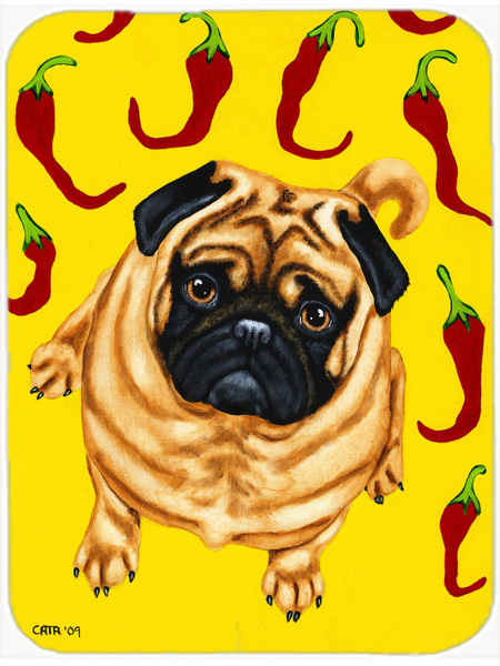 Picture of Carolines Treasures AMB1412LCB Pick a Pepper Pug Glass Large Cutting Board