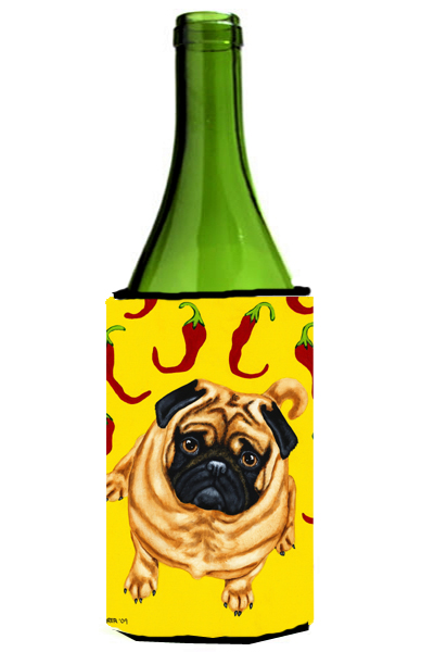 Picture of Carolines Treasures AMB1412LITERK Pick a Pepper Pug Wine Bottle Can cooler Hugger