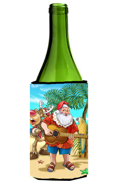 Picture of Carolines Treasures APH5151LITERK Beach Christmas Santa Claus Island Time Wine Bottle Can cooler Hugger