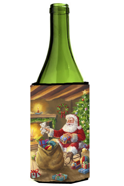 Picture of Carolines Treasures APH5793LITERK Christmas Santa Claus Unloading Toys Wine Bottle Can cooler Hugger