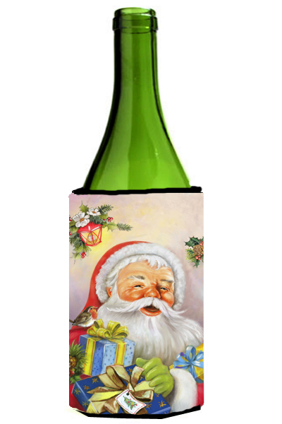 Picture of Carolines Treasures APH5814LITERK Christmas Santa Claus Presents Wine Bottle Can cooler Hugger