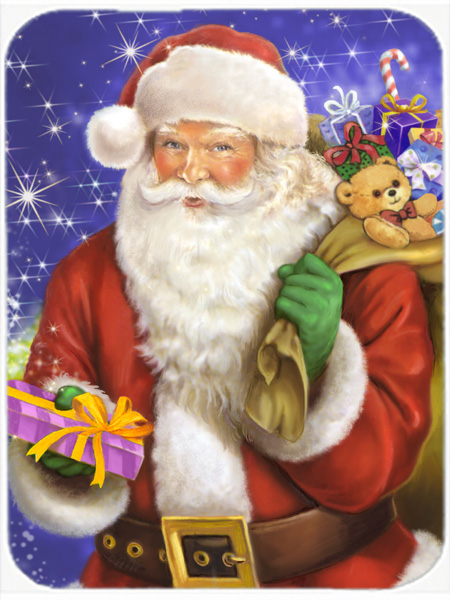 Picture of Carolines Treasures APH7595LCB Christmas Santa Claus Ready to Work Glass Large Cutting Board