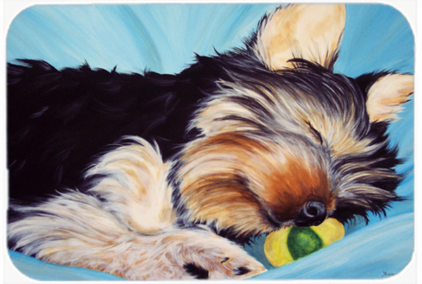 Picture of Carolines Treasures AMB1075LCB Naptime Yorkie Yorkshire Terrier Glass Large Cutting Board