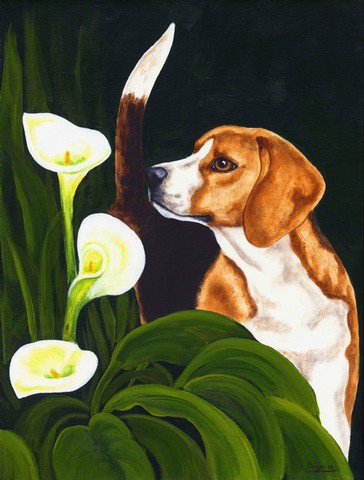 Beagle Lillies Flag Garden Size
