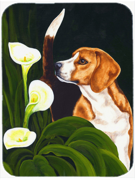 Picture of Carolines Treasures AMB1077LCB Beagle Lillies Glass Large Cutting Board