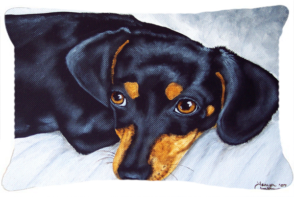 Black & Tan Doxie Dachshund Fabric Decorative Pillow