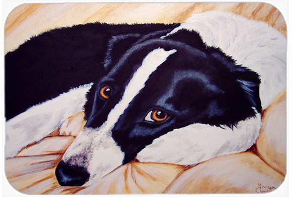 Picture of Carolines Treasures AMB1080LCB Naptime Border Collie Glass Large Cutting Board