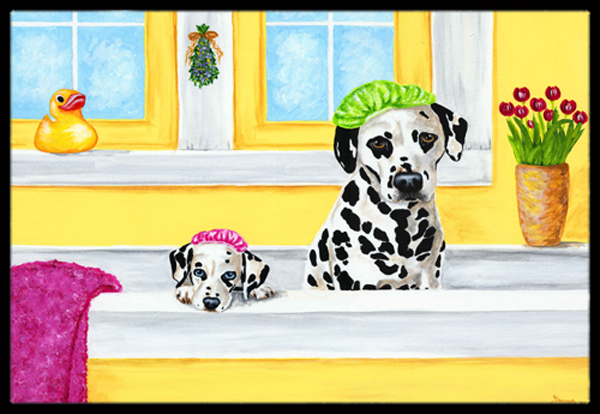 Bath Day Dalmatian Indoor or Outdoor Mat- 18 x 27