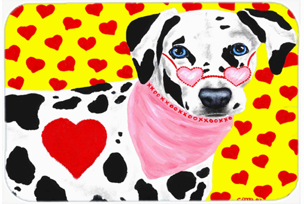 Picture of Carolines Treasures AMB1116LCB Hearts & Dalmatian Glass Large Cutting Board