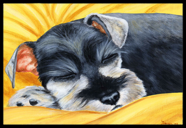 Snoozing Schnauzer Indoor or Outdoor Mat, 18 x 27