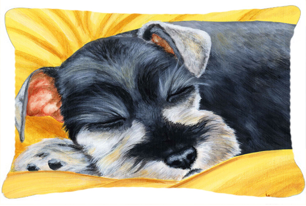 Snoozing Schnauzer Fabric Decorative Pillow