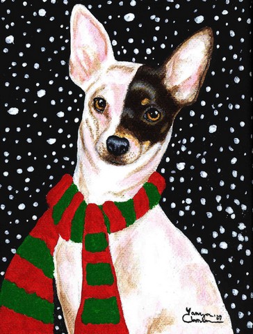 Snowy Chihuahua Flag Canvas House Size